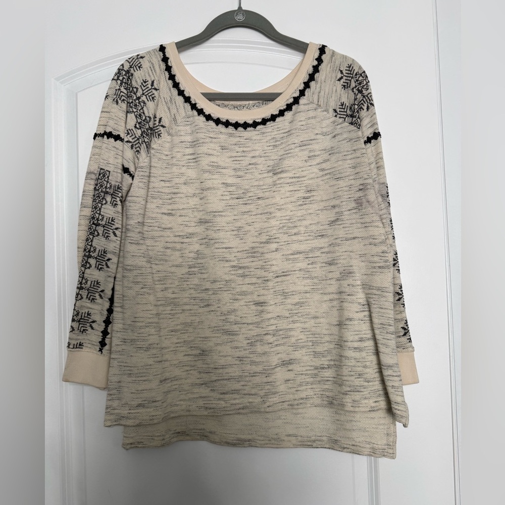 Cream and Black Patterned Sweater